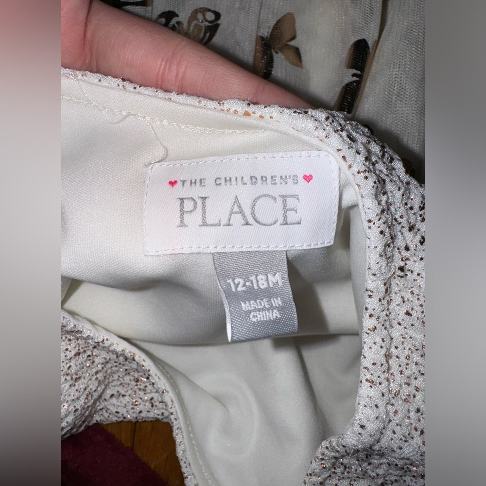 The Children’s Place Foil Rose Gold Knit To Woven Dress Size 12-18 Months - Picture 6 of 6